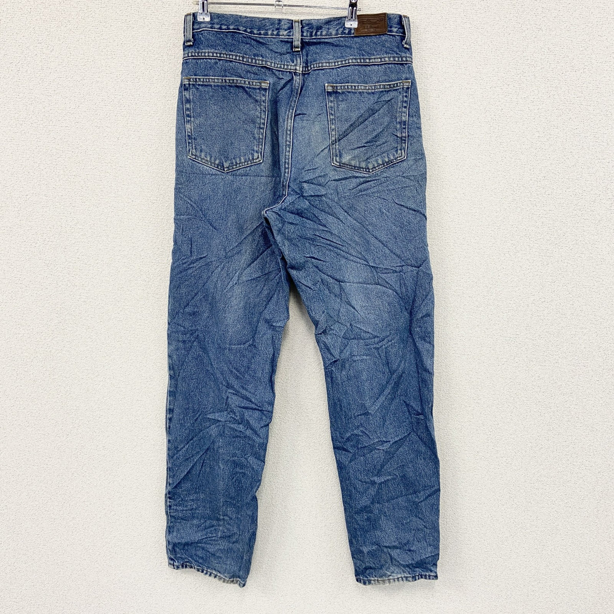 L.L.Bean　エルエルビーン　デニムパンツ/ジーンズ　ジップフライ　革パッチ　縦落ち　インディゴ　W33サイズ　古着