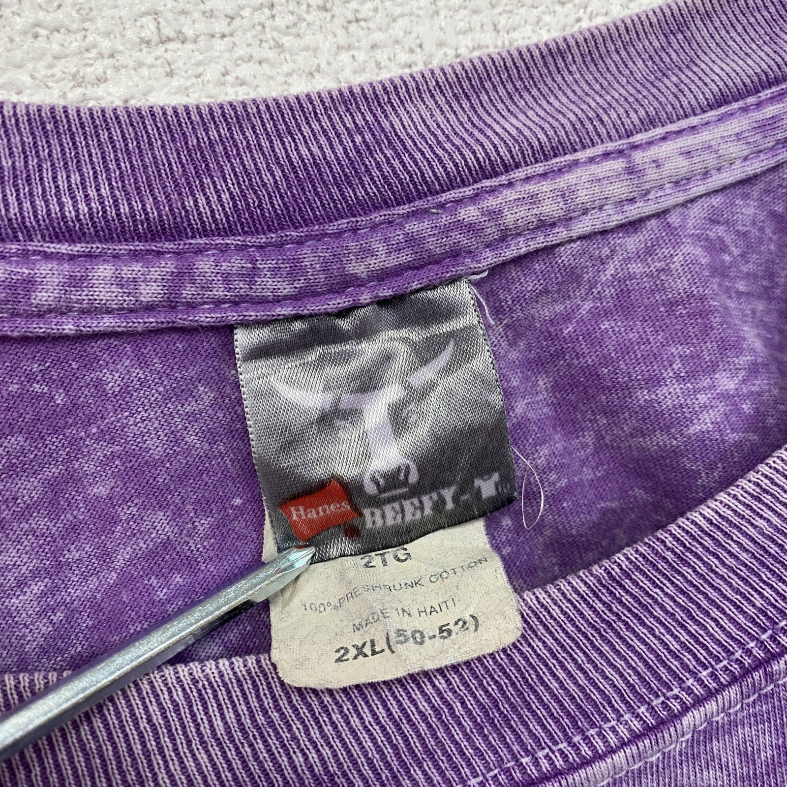 Hanes　ヘインズ　半袖プリントTシャツ　タイダイ柄　紫　パープル　2XLサイズ　古着