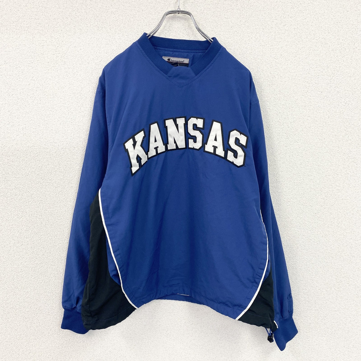 90s　champion　チャンピオン　プルオーバージャケット　ヴィンテージ　カレッジ　青　ブルー　Sサイズ　古着