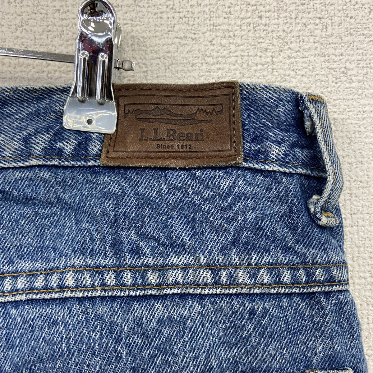 L.L.Bean　エルエルビーン　デニムパンツ/ジーンズ　ジップフライ　革パッチ　縦落ち　インディゴ　W33サイズ　古着