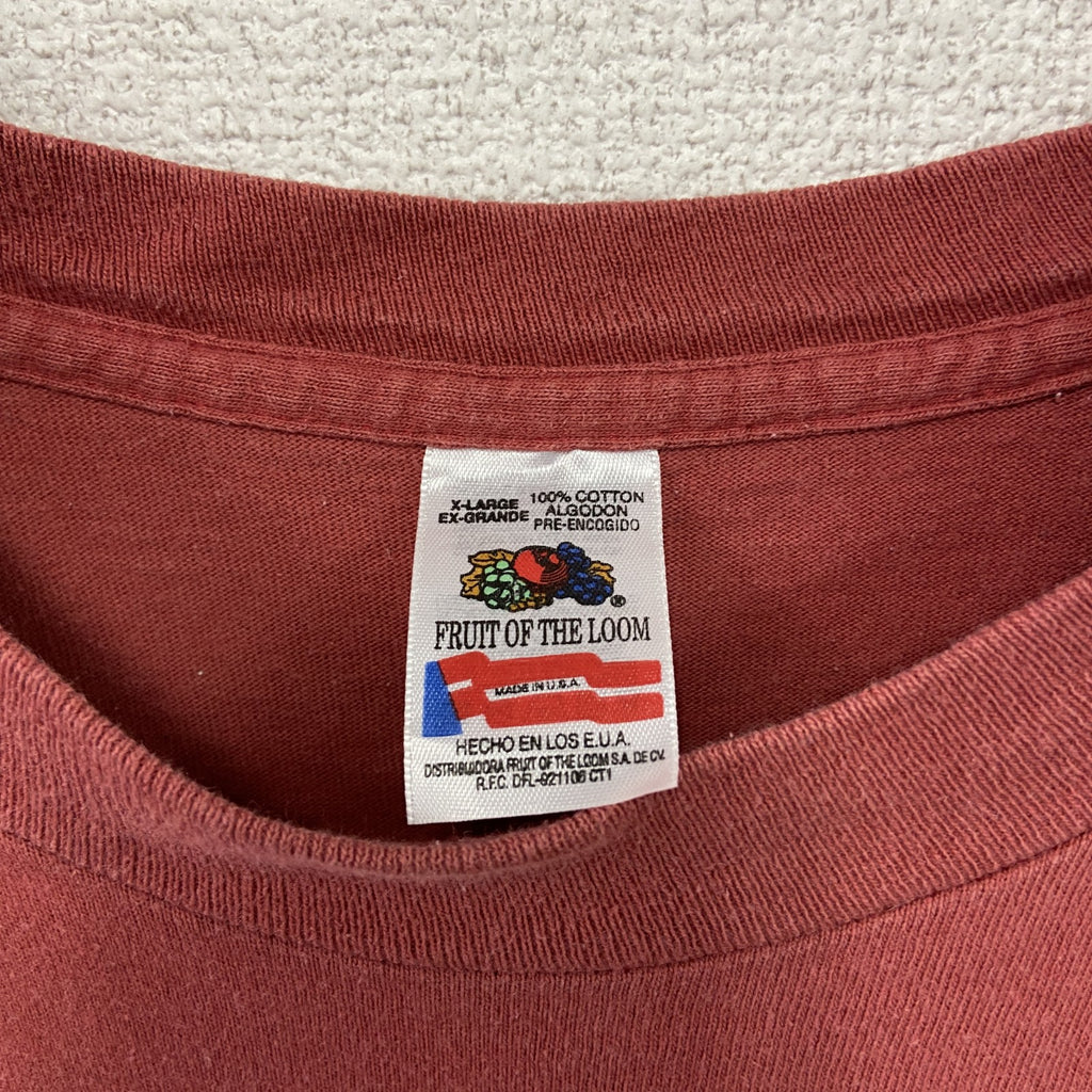 90s　FRUIT OF THE LOOM　FRIENDS　半袖ドラマTシャツ　シングルステッチ　赤　レッド　XLサイズ カットソー メンズ コットン 古着