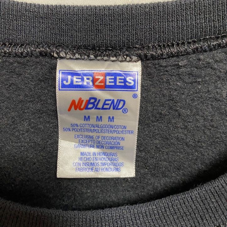 JERZEES　ジャージーズ　長袖プリントスウェット　トレーナー　クルーネック　クリスマス　サンタ　黒　ブラック　Mサイズ　古着