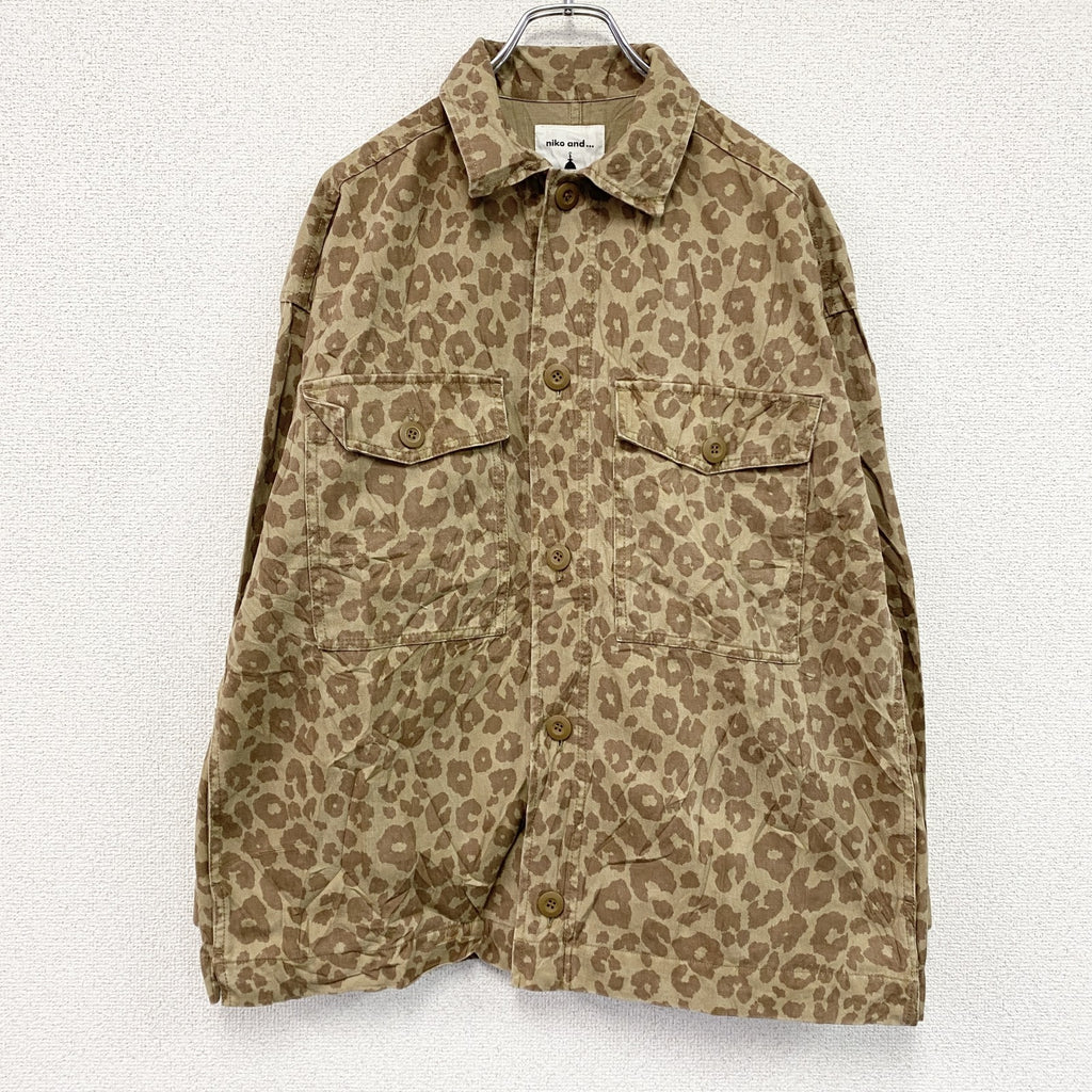 niko and...　ニコアンド　ワークジャケット　レオパード　ヒョウ柄　茶色　ブラウン　3サイズ　古着