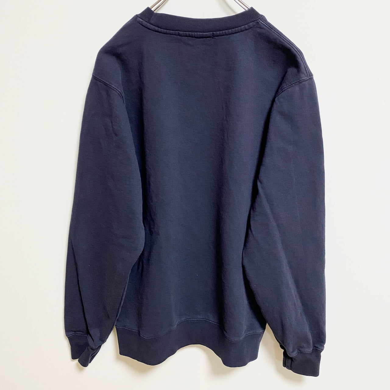 長袖ロゴ刺繍スウェット　トレーナー　クルーネック　チューリッヒ　シンプル　黒　ブラック　秋冬服　古着