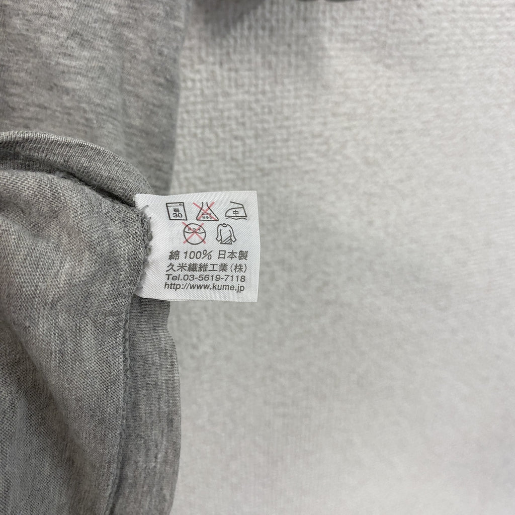 久米繊維工場　半袖プリントメッセージTシャツ　シングルステッチ　灰色　グレー　Mサイズ　古着