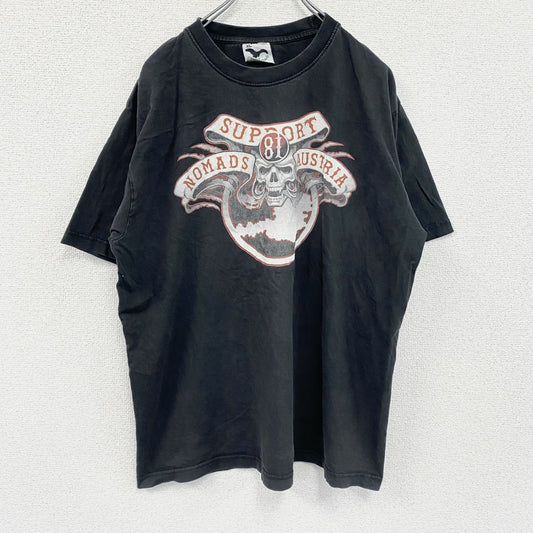 90s～　adler　半袖プリントTシャツ　スカルT　ヴィンテージ　黒　ブラック　XLサイズ