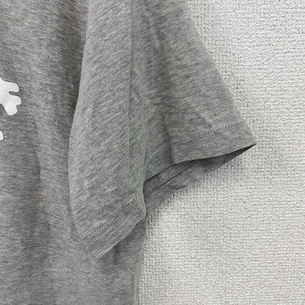久米繊維工場　半袖プリントメッセージTシャツ　シングルステッチ　灰色　グレー　Mサイズ　古着