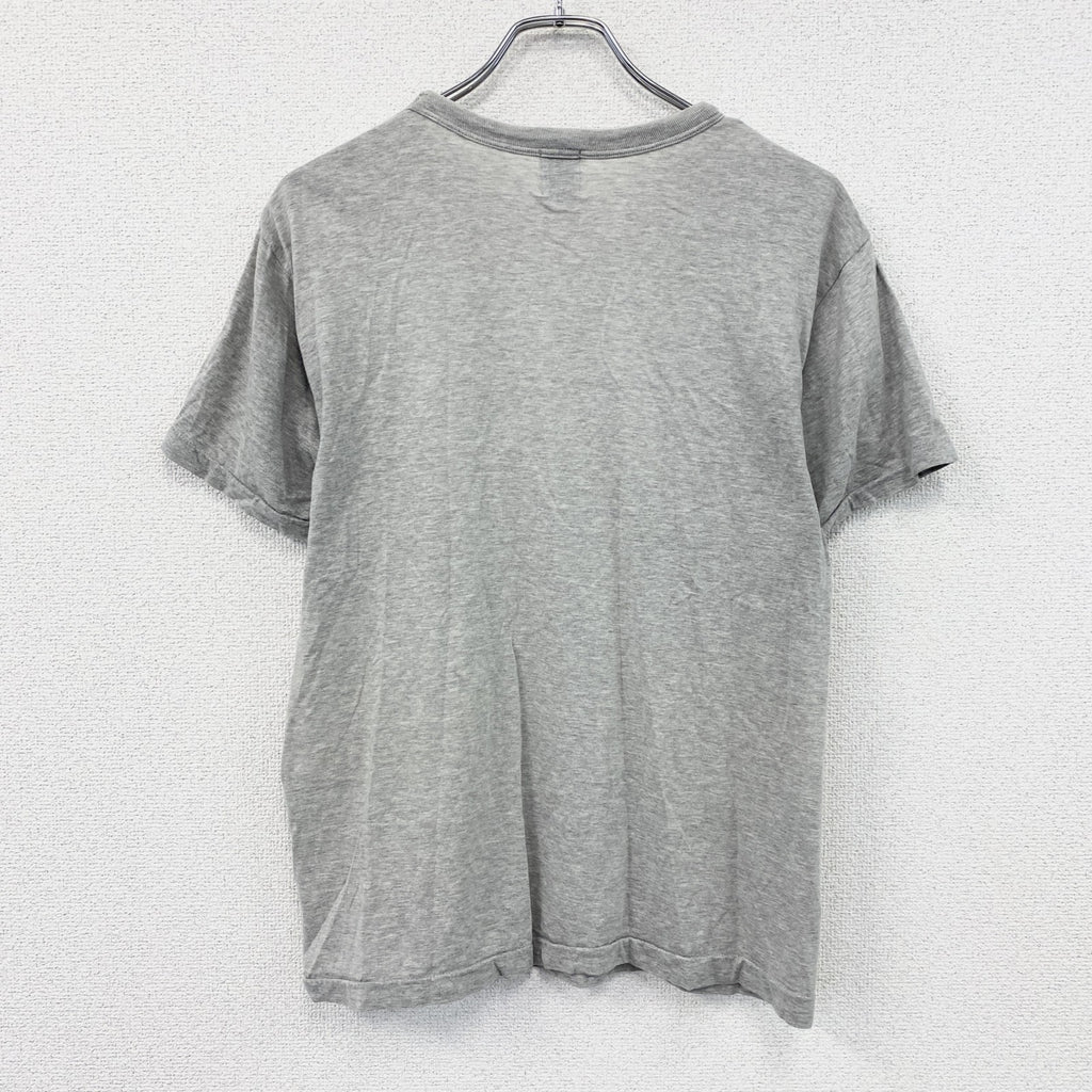 久米繊維工場　半袖プリントメッセージTシャツ　シングルステッチ　灰色　グレー　Mサイズ　古着