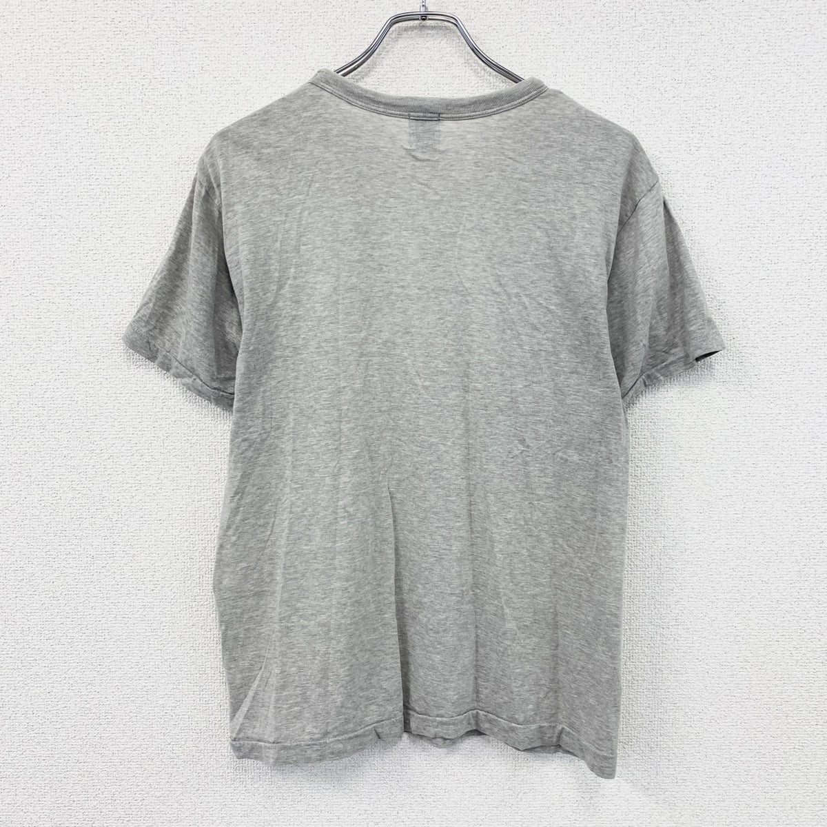 久米繊維工場　半袖プリントメッセージTシャツ　シングルステッチ　灰色　グレー　Mサイズ　古着