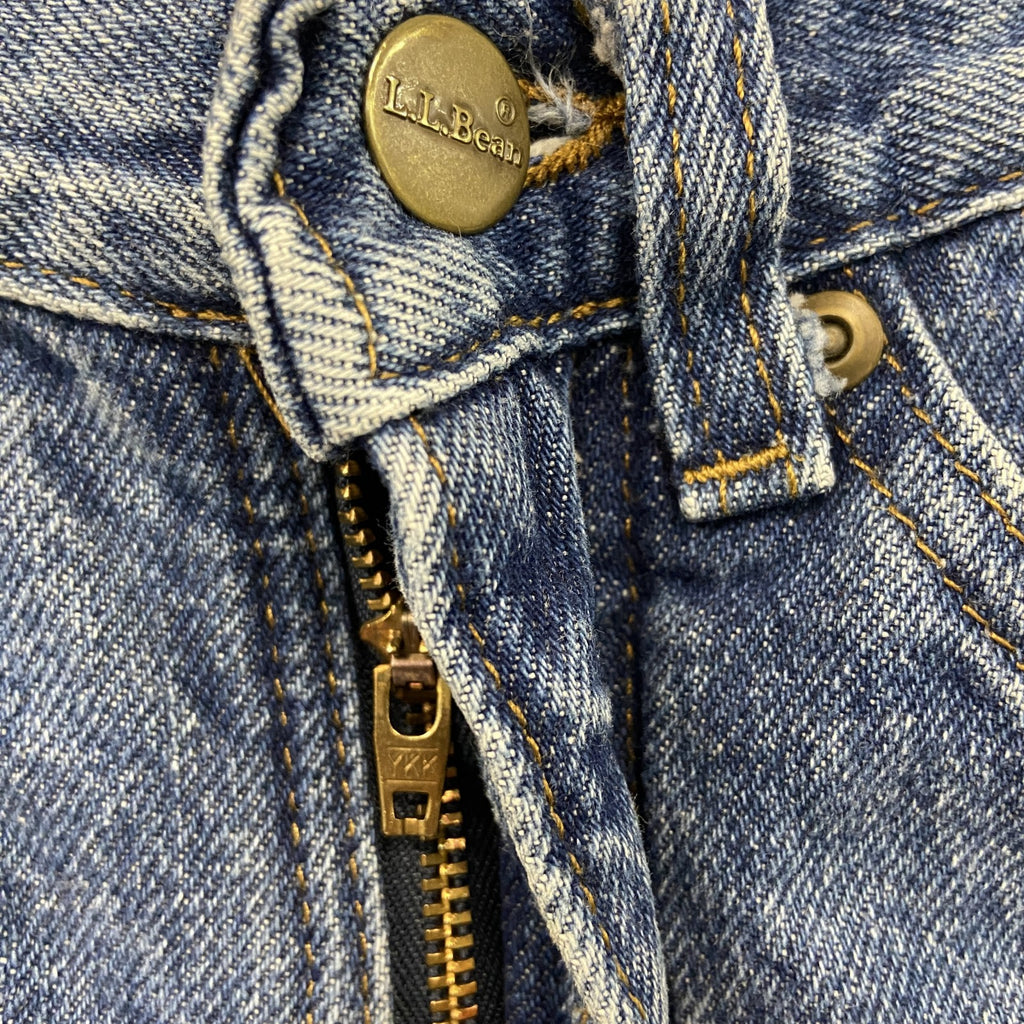 ～90s　L.L.Bean　エルエルビーン　デニムパンツ/ジーンズ　ジップフライ　ネル生地ライナー　革パッチ　インディゴ　　ヴィンテージ　古着