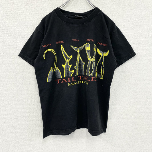 90s～　BIG OUTFITTERS　半袖プリントTシャツ　TAIL　ヴィンテージ　黒　ブラック　Mサイズ