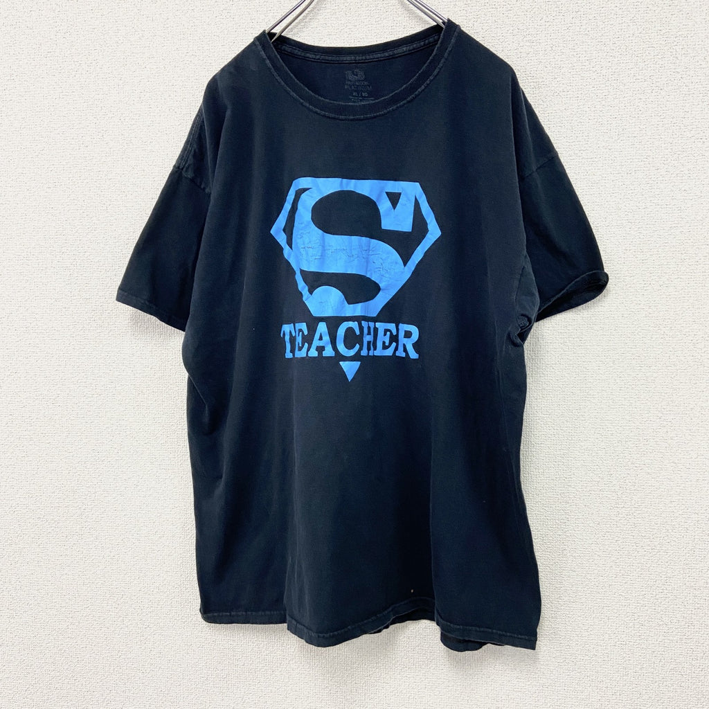 FRUIT OF THE LOOM　フルーツオブザルーム　半袖Tシャツ　パロディT　スーパーマン　ブラック　XLサイズ　古着