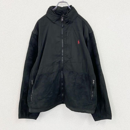 90s　Polo by Ralph Lauren　ラルフローレン　フリース切替ブルゾン　黒　ブラック　XLサイズ
