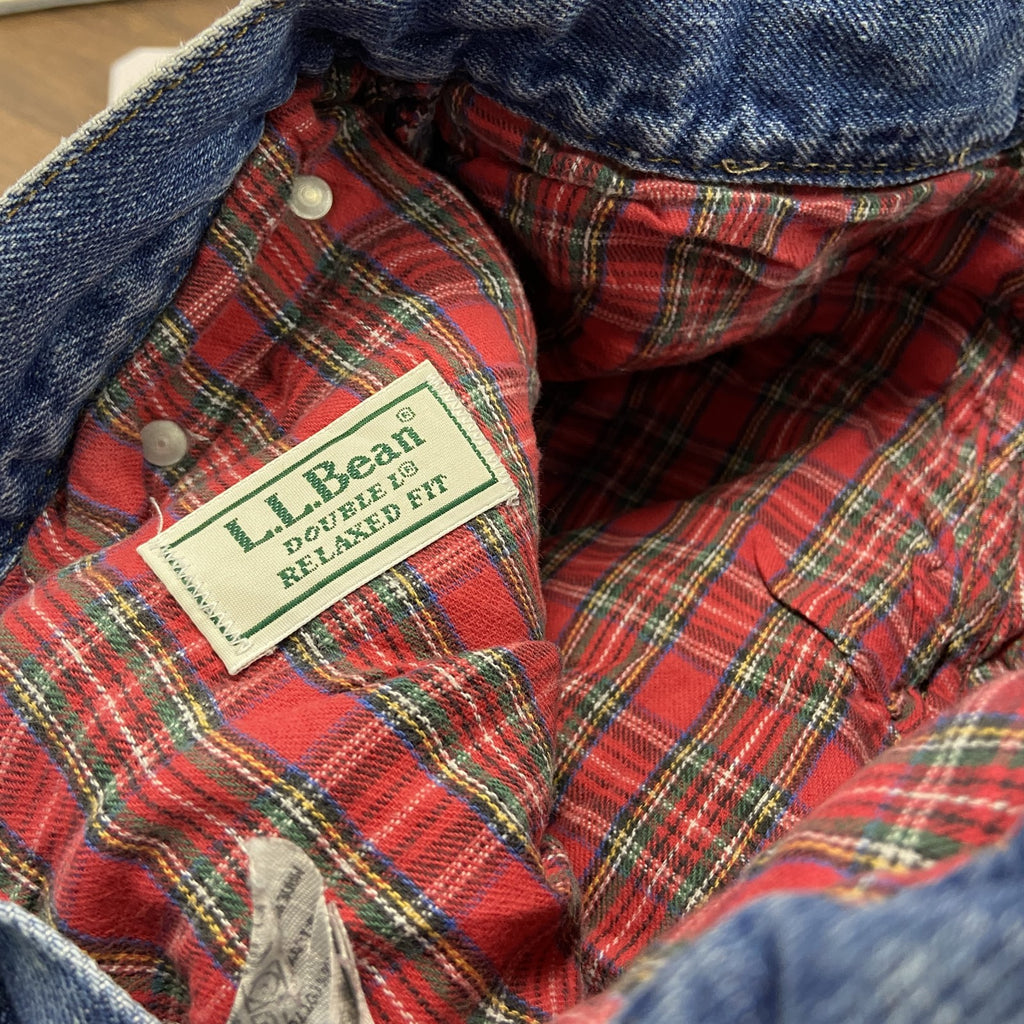 ～90s　L.L.Bean　エルエルビーン　デニムパンツ/ジーンズ　ジップフライ　ネル生地ライナー　革パッチ　インディゴ　　ヴィンテージ　古着