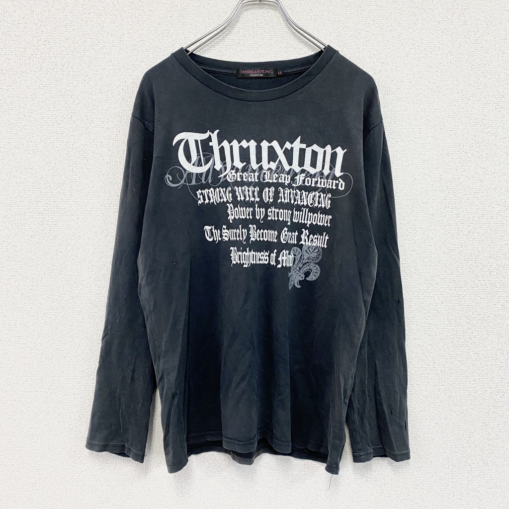 THRUXTON PREMIUM　スラクトンプレミアム　長袖プリントTシャツ/ロンT　y2k　グランジ　黒　ブラック　LLサイズ　