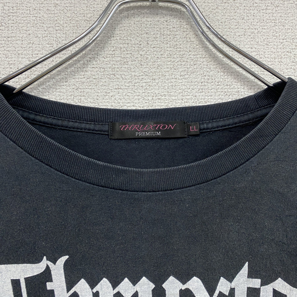 THRUXTON PREMIUM　スラクトンプレミアム　長袖プリントTシャツ/ロンT　y2k　グランジ　黒　ブラック　LLサイズ　