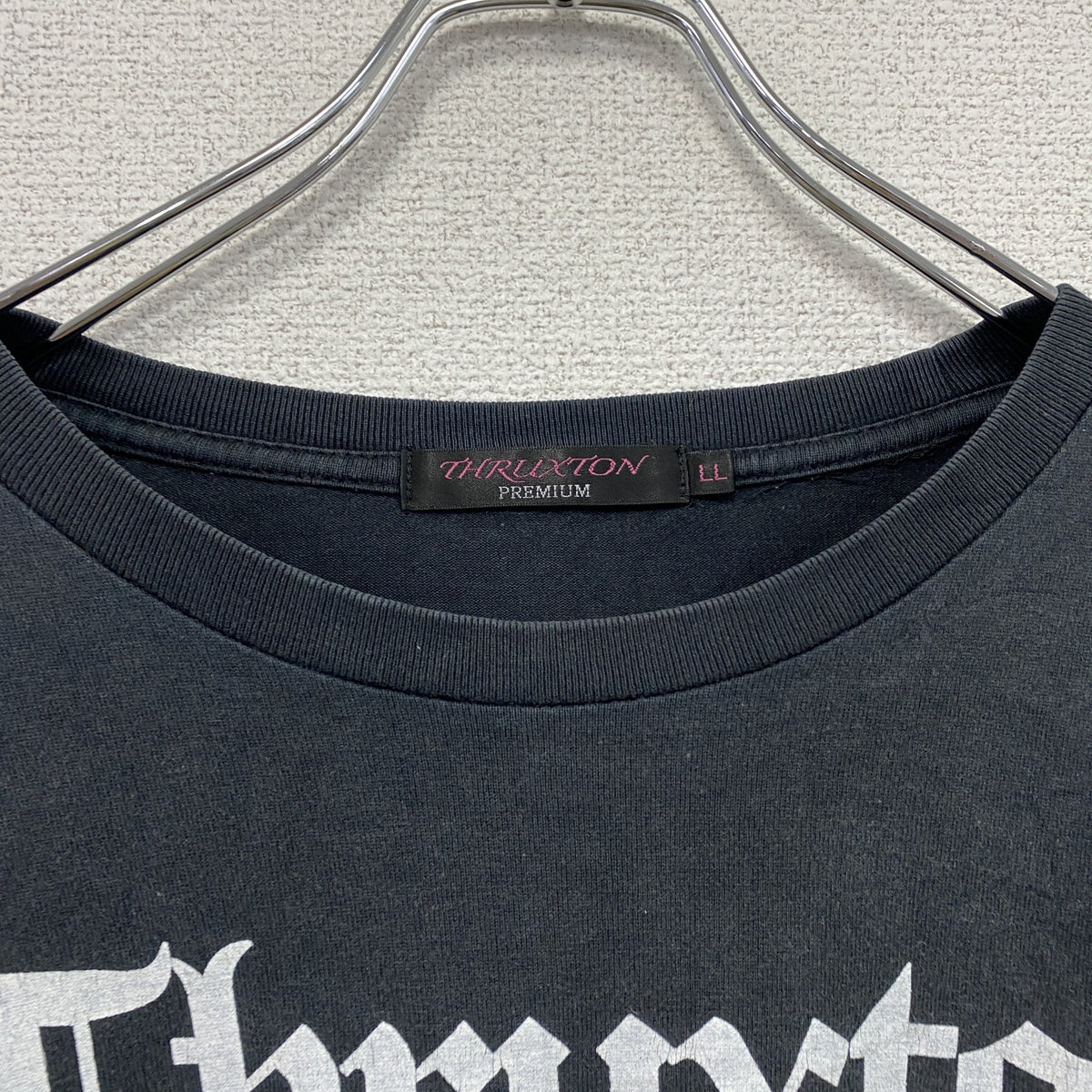 THRUXTON PREMIUM　スラクトンプレミアム　長袖プリントTシャツ/ロンT　y2k　グランジ　黒　ブラック　LLサイズ　