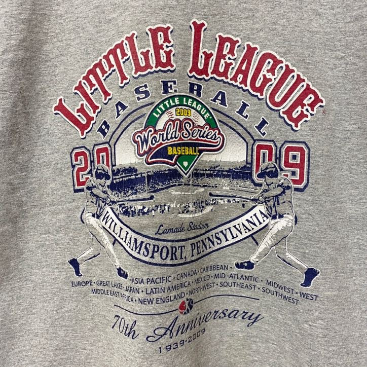 RUSSELL　ラッセル　2009　ワールドシリーズ　70周年記念　半袖プリントTシャツ　グレー　灰色　レトロ　野球　古着