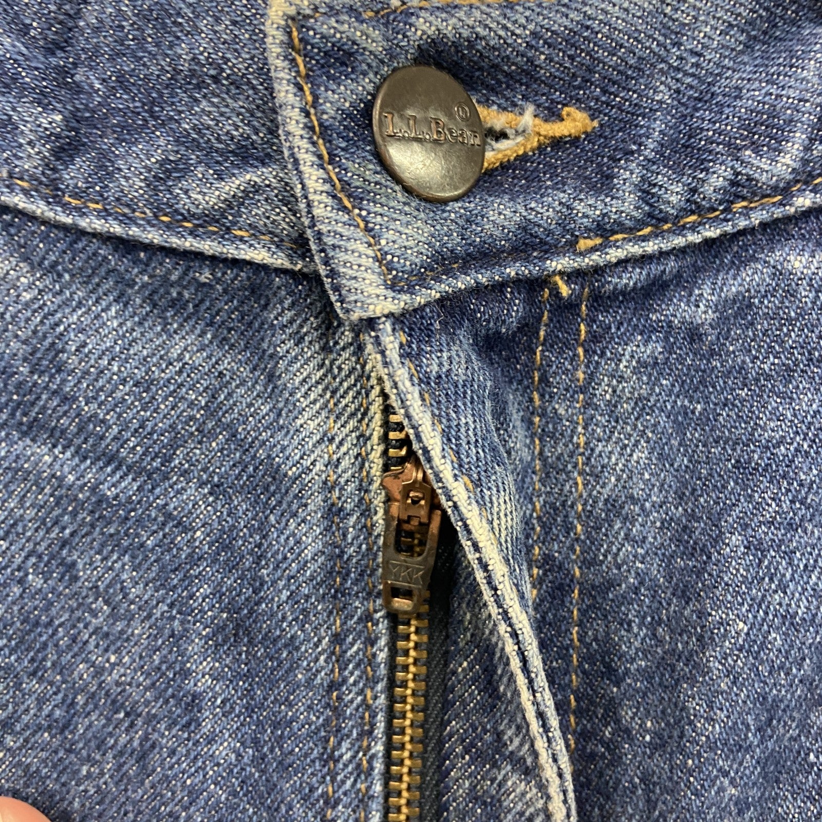 L.L.Bean　エルエルビーン　デニムパンツ/ジーンズ　ジップフライ　革パッチ　インディゴ　W36サイズ　古着