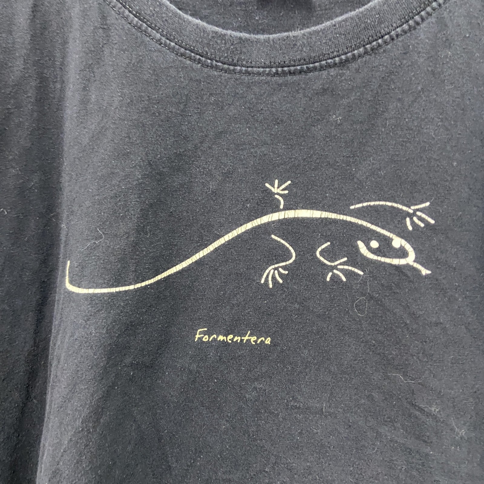 SAMA　半袖プリントTシャツ　Formentera　フォルメンテーラトカゲ　黒　ブラック　XXLサイズ　古着