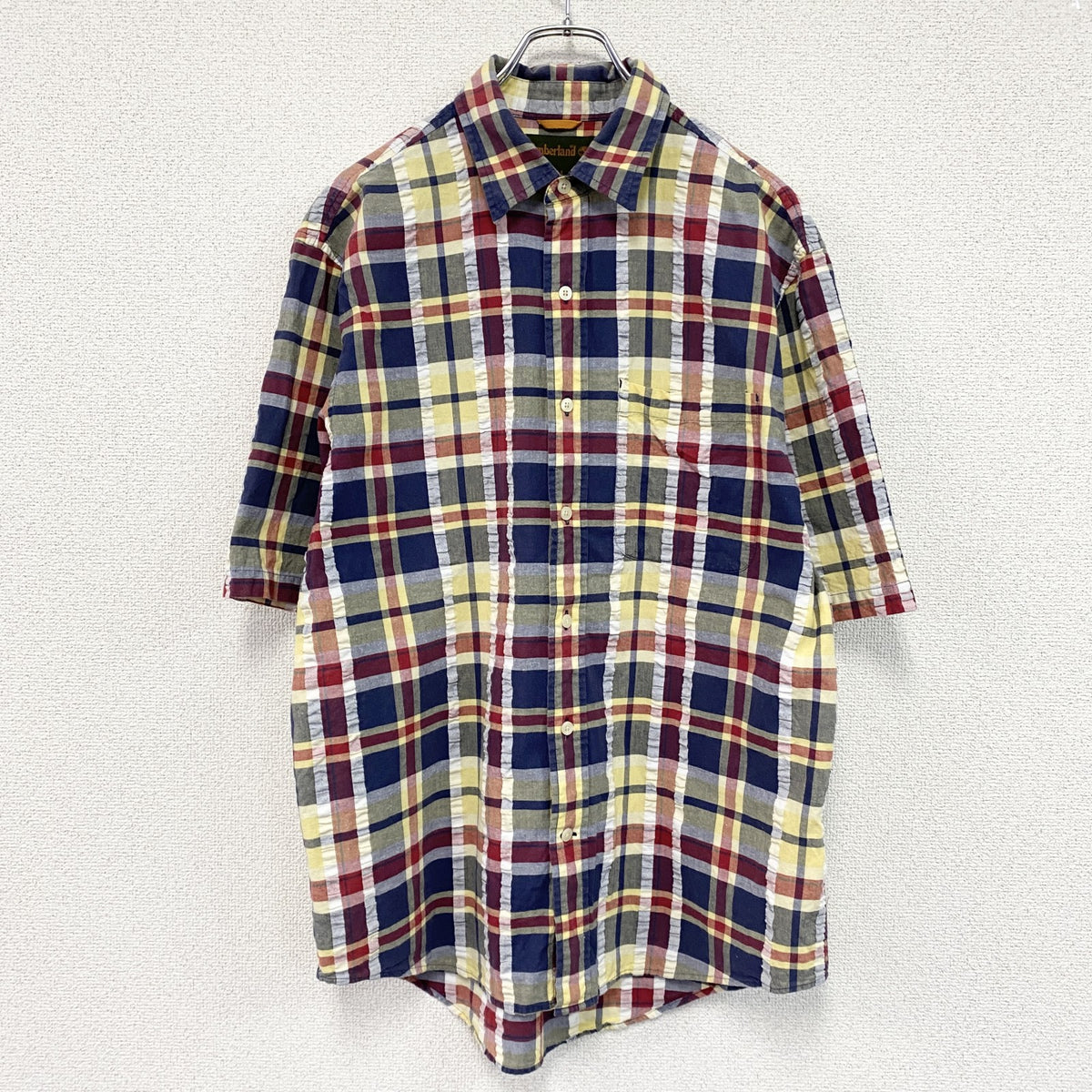 ～00s　Timberland　ティンバーランド　半袖シャツ　チェック柄　マルチカラー　Mサイズ　古着