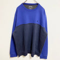 IZOD　アイゾッド　長袖ワンポイント刺繍スウェット　トレーナー　クルーネック　ネイビー　紺　秋冬服　XLサイズ　古着