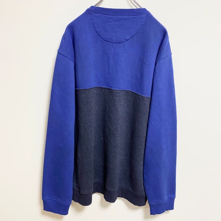 IZOD　アイゾッド　長袖ワンポイント刺繍スウェット　トレーナー　クルーネック　ネイビー　紺　秋冬服　XLサイズ　古着
