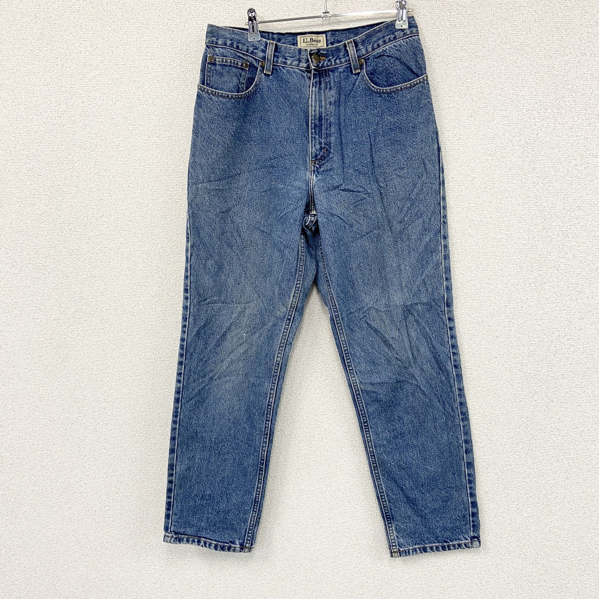 ～00s　L.L.Bean　エルエルビーン　デニムパンツ/ジーンズ　ジップフライ　革パッチ　ヴィンテージ　インディゴ　12サイズ　古着