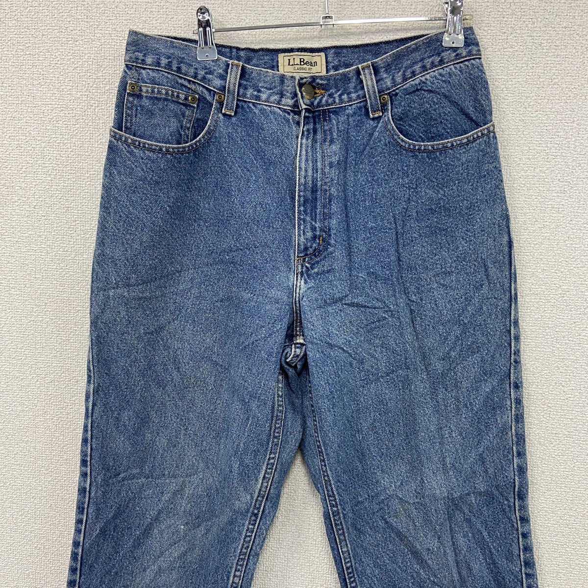 ～00s　L.L.Bean　エルエルビーン　デニムパンツ/ジーンズ　ジップフライ　革パッチ　ヴィンテージ　インディゴ　12サイズ　古着