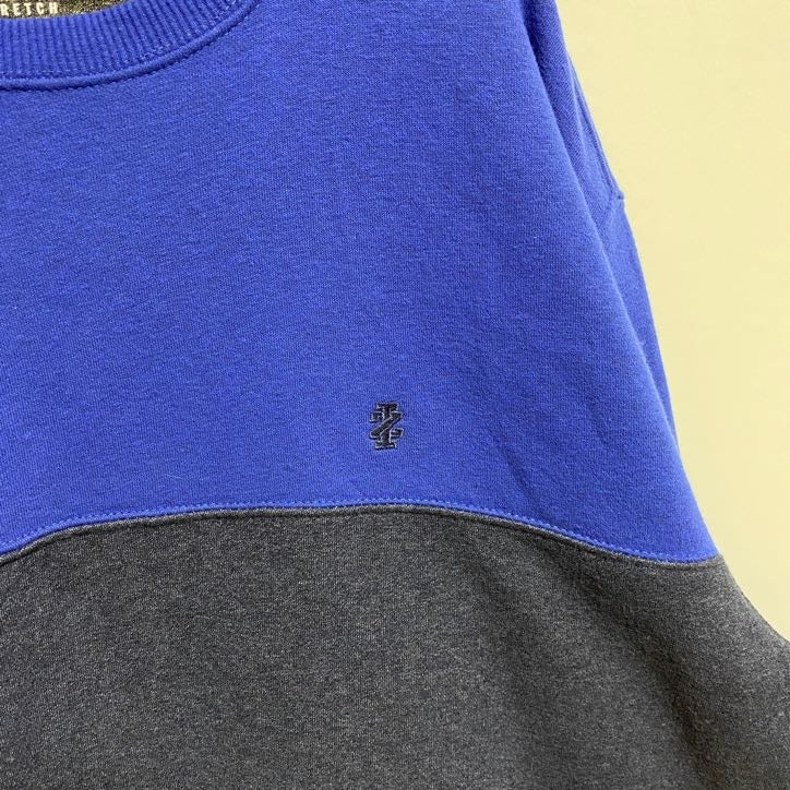 IZOD　アイゾッド　長袖ワンポイント刺繍スウェット　トレーナー　クルーネック　ネイビー　紺　秋冬服　XLサイズ　古着