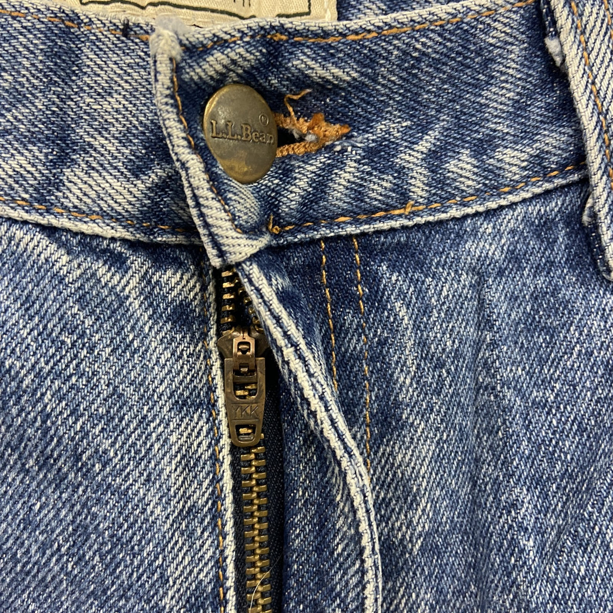 ～00s　L.L.Bean　エルエルビーン　デニムパンツ/ジーンズ　ジップフライ　革パッチ　ヴィンテージ　インディゴ　12サイズ　古着