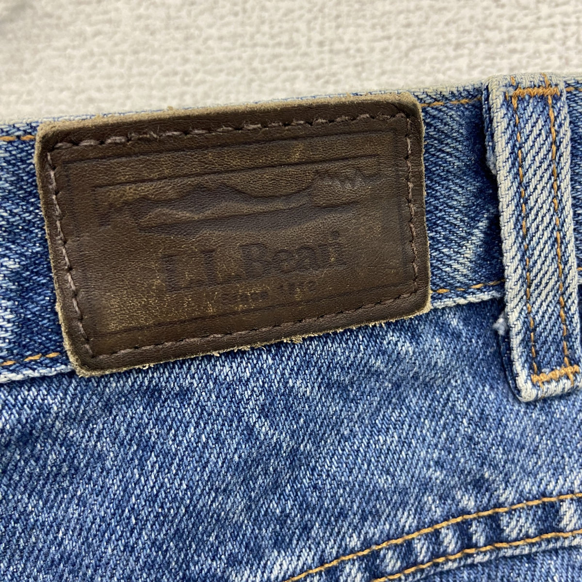 ～00s　L.L.Bean　エルエルビーン　デニムパンツ/ジーンズ　ジップフライ　革パッチ　ヴィンテージ　インディゴ　12サイズ　古着