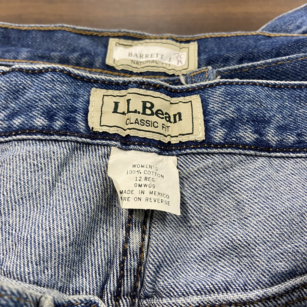 ～00s　L.L.Bean　エルエルビーン　デニムパンツ/ジーンズ　ジップフライ　革パッチ　ヴィンテージ　インディゴ　12サイズ　古着
