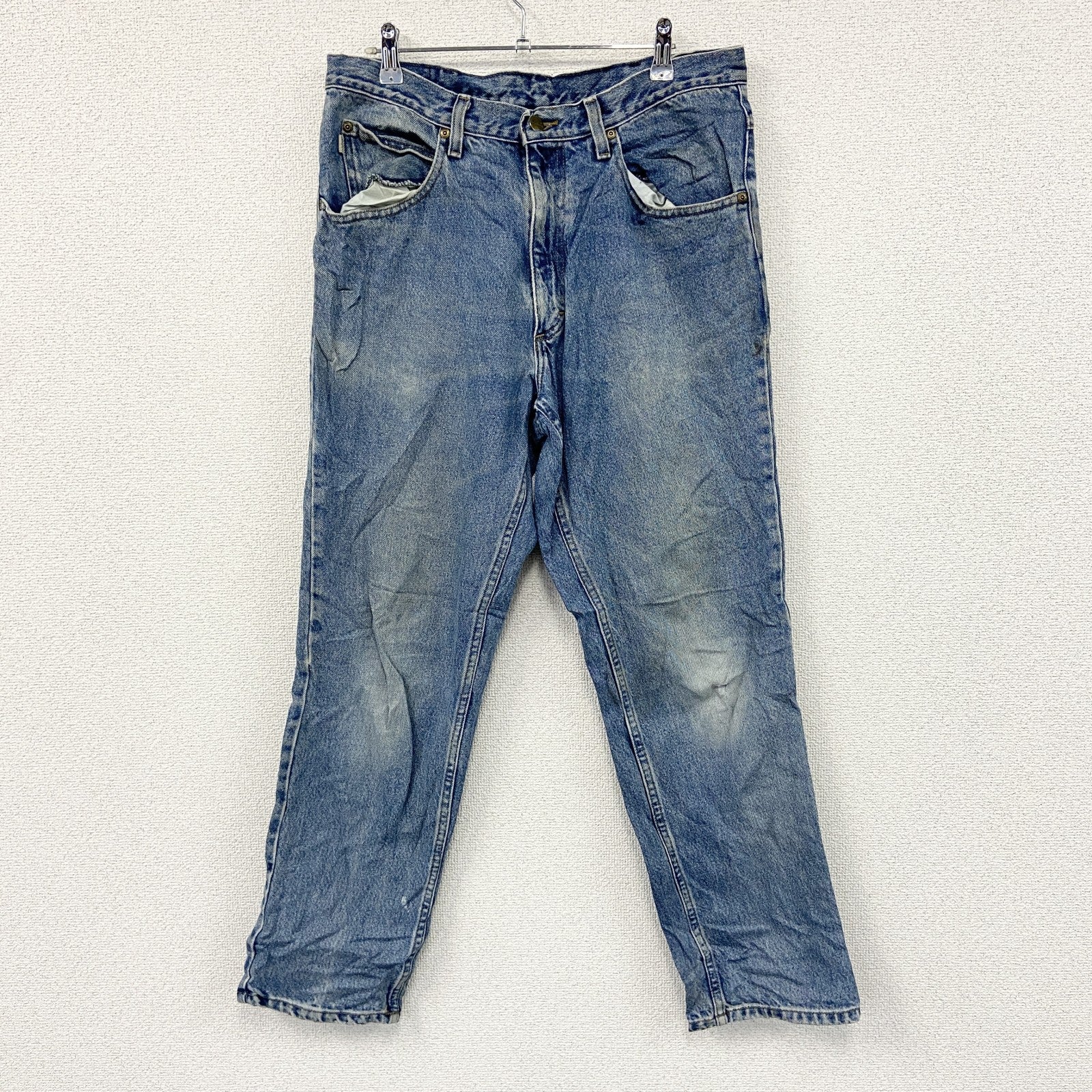 ～00s　L.L.Bean　エルエルビーン　デニムパンツ/ジーンズ　ジップフライ　縦落ち　革パッチ　インディゴ　W34サイズ　古着