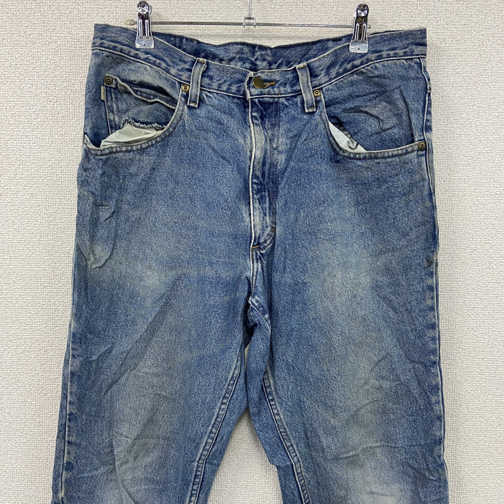 ～00s　L.L.Bean　エルエルビーン　デニムパンツ/ジーンズ　ジップフライ　縦落ち　革パッチ　インディゴ　W34サイズ　古着