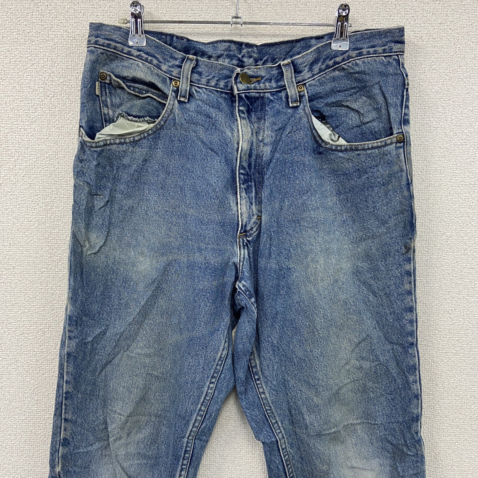 ～00s　L.L.Bean　エルエルビーン　デニムパンツ/ジーンズ　ジップフライ　縦落ち　革パッチ　インディゴ　W34サイズ　古着