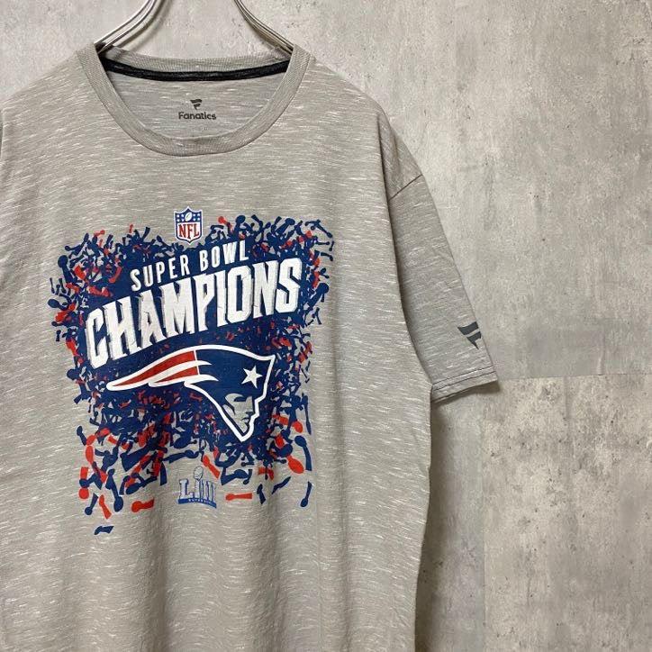 Fanatics　ファナティクス　NFL　半袖プリントTシャツ　グレー　灰色　レトロ　アメフト　スポーツ　スーパーボウル　古着