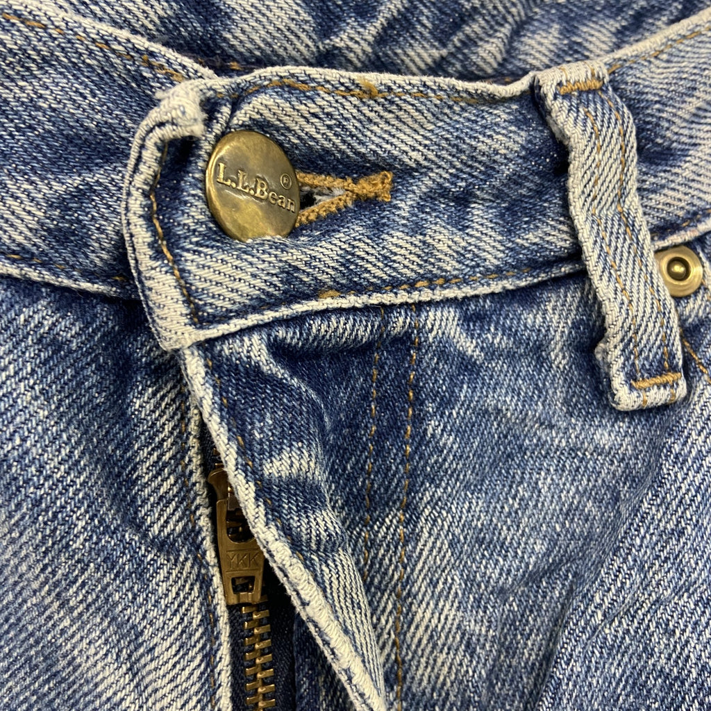 ～00s　L.L.Bean　エルエルビーン　デニムパンツ/ジーンズ　ジップフライ　縦落ち　革パッチ　インディゴ　W34サイズ　古着