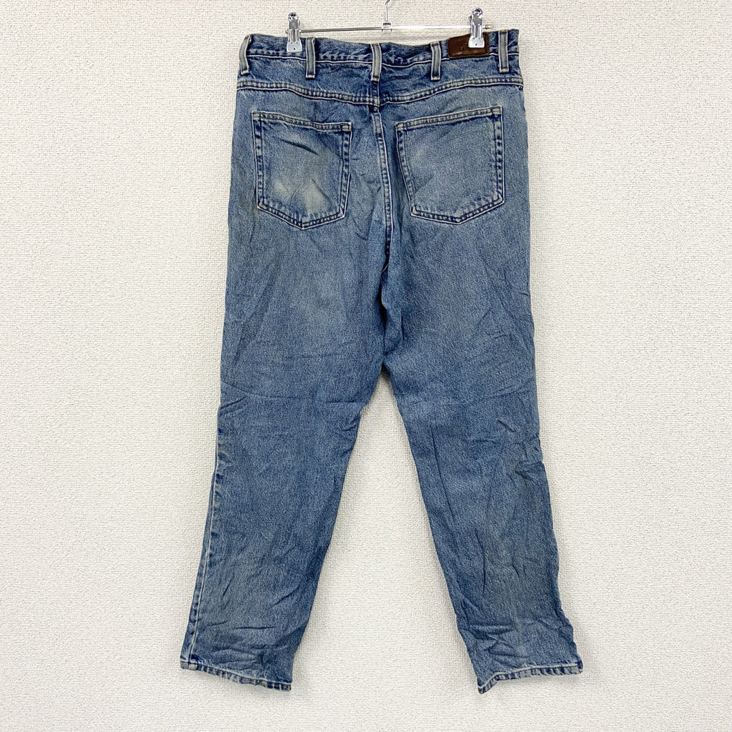 ～00s　L.L.Bean　エルエルビーン　デニムパンツ/ジーンズ　ジップフライ　縦落ち　革パッチ　インディゴ　W34サイズ　古着