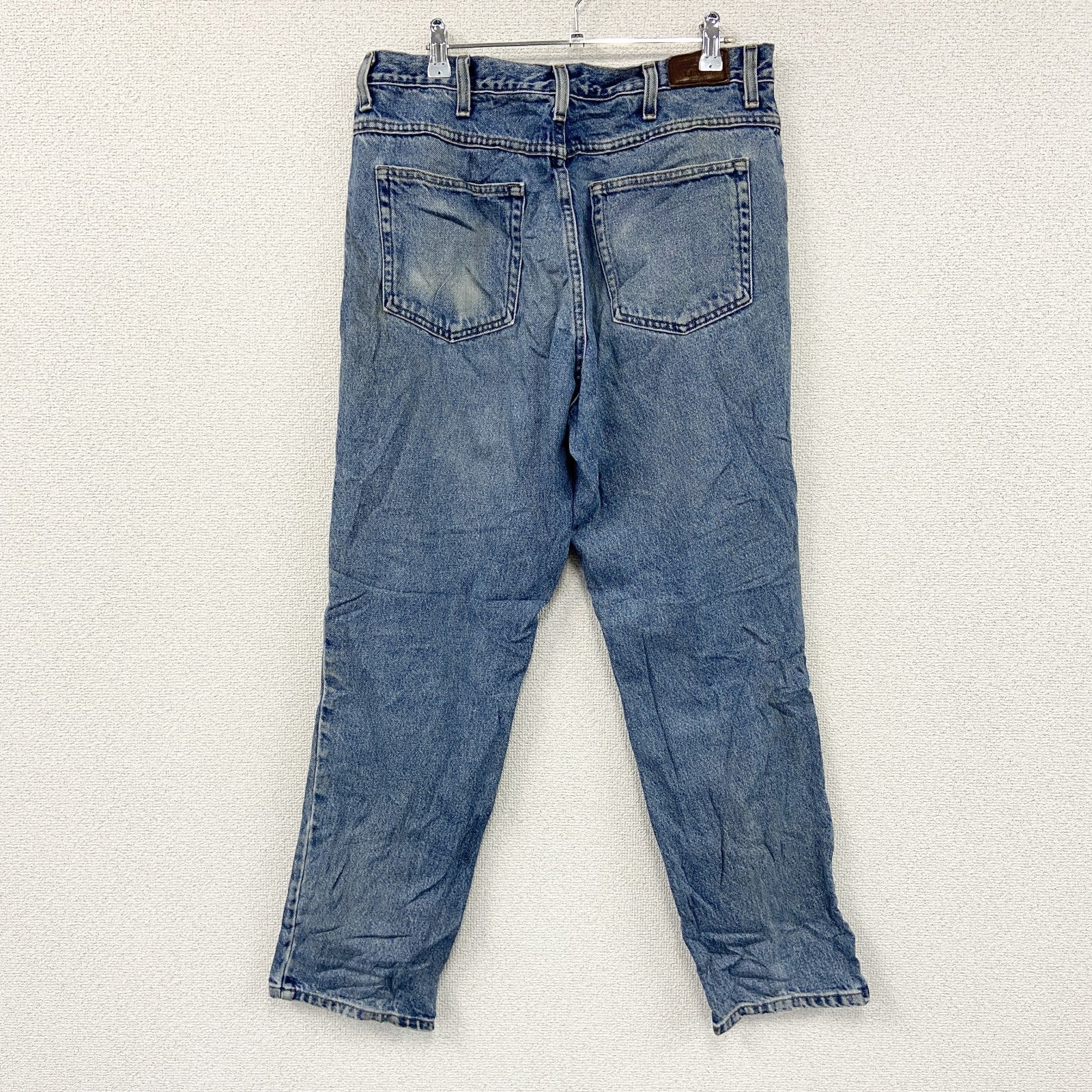 ～00s　L.L.Bean　エルエルビーン　デニムパンツ/ジーンズ　ジップフライ　縦落ち　革パッチ　インディゴ　W34サイズ　古着