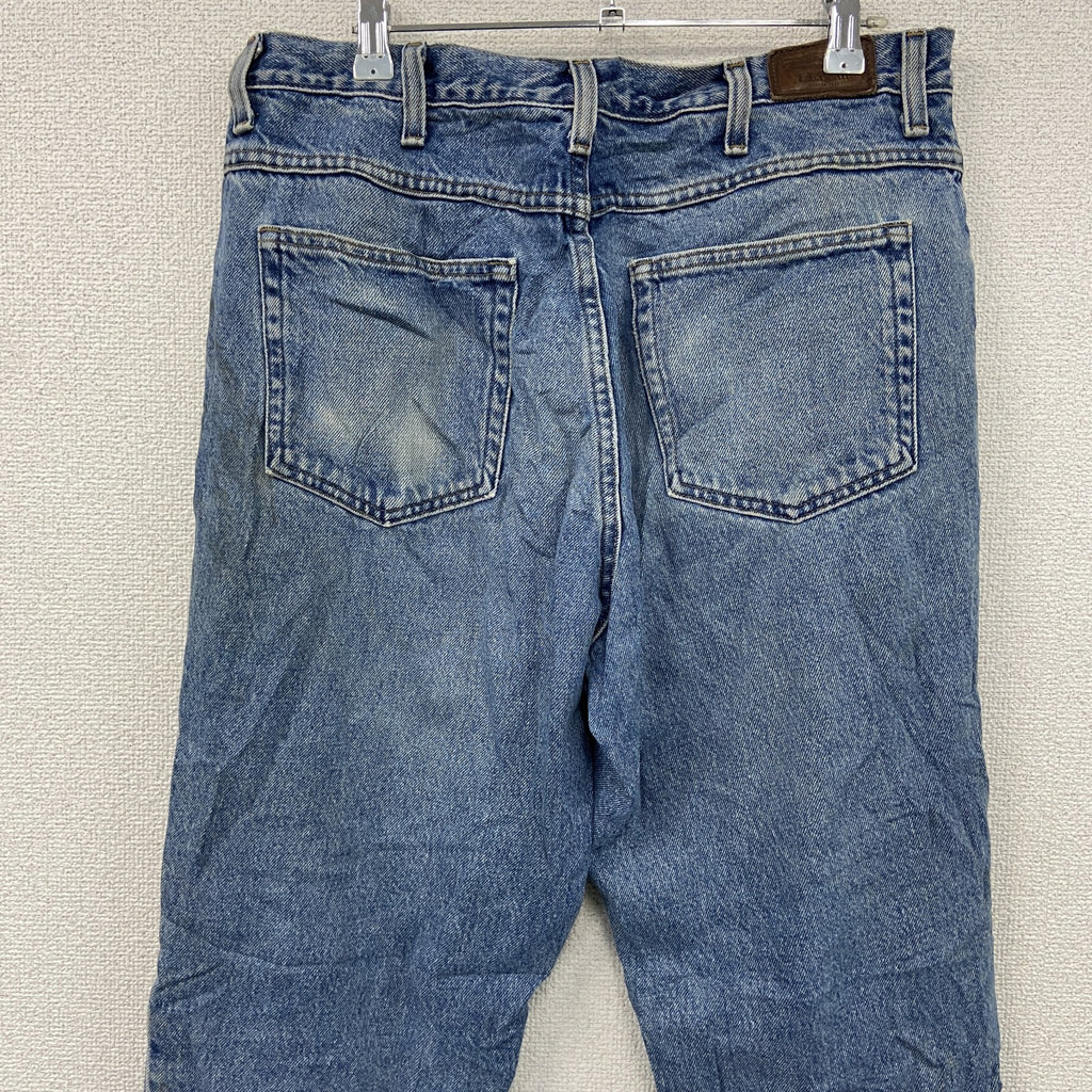 ～00s　L.L.Bean　エルエルビーン　デニムパンツ/ジーンズ　ジップフライ　縦落ち　革パッチ　インディゴ　W34サイズ　古着