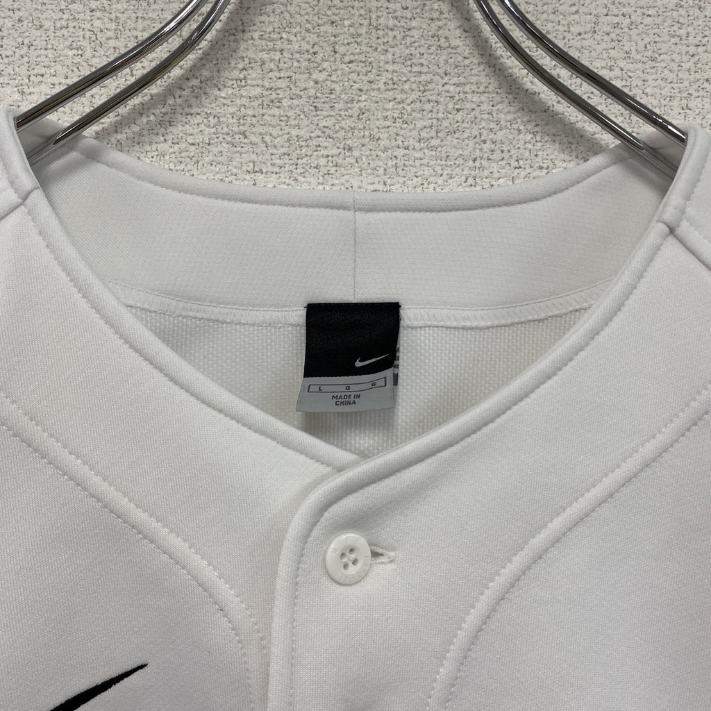 00s　NIKE　ナイキ　半袖ベースボールTシャツ　スウッシュ　白　ホワイト　Lサイズ　