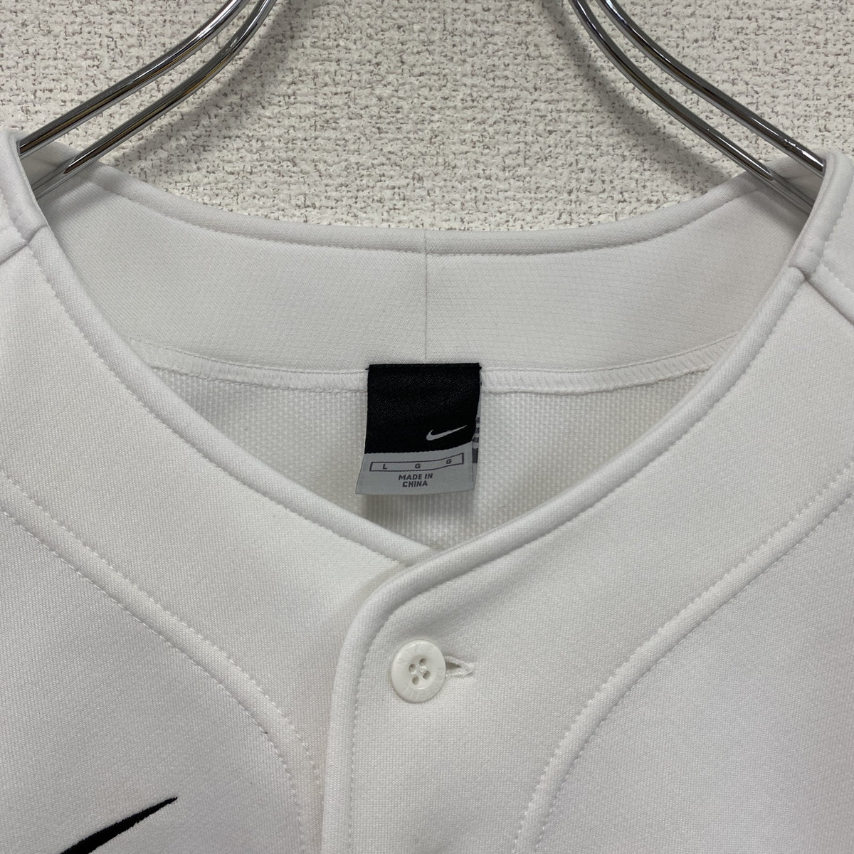 00s　NIKE　ナイキ　半袖ベースボールTシャツ　スウッシュ　白　ホワイト　Lサイズ　