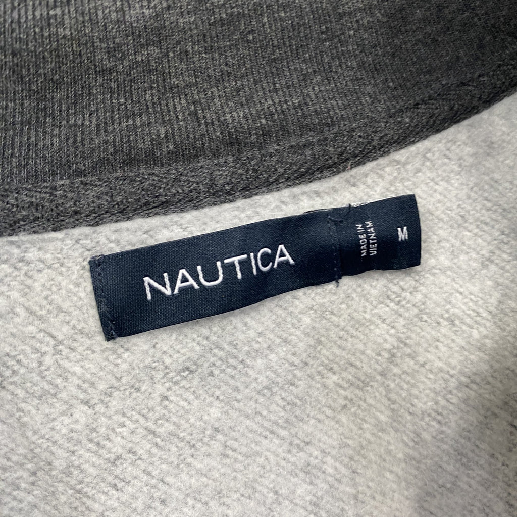 NAUTICA　ノーティカ　ハーフジップスウェット/トレーナー　チェック柄　灰色　グレー　Ｍサイズ スウェットトップス ユニセックス コットン 古着