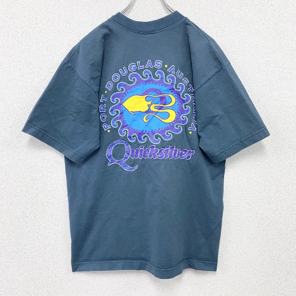 ～00s　Quick silver　クイックシルバー　半袖プリントTシャツ　ヴィンテージ　青　ブルー　Mサイズ　古着
