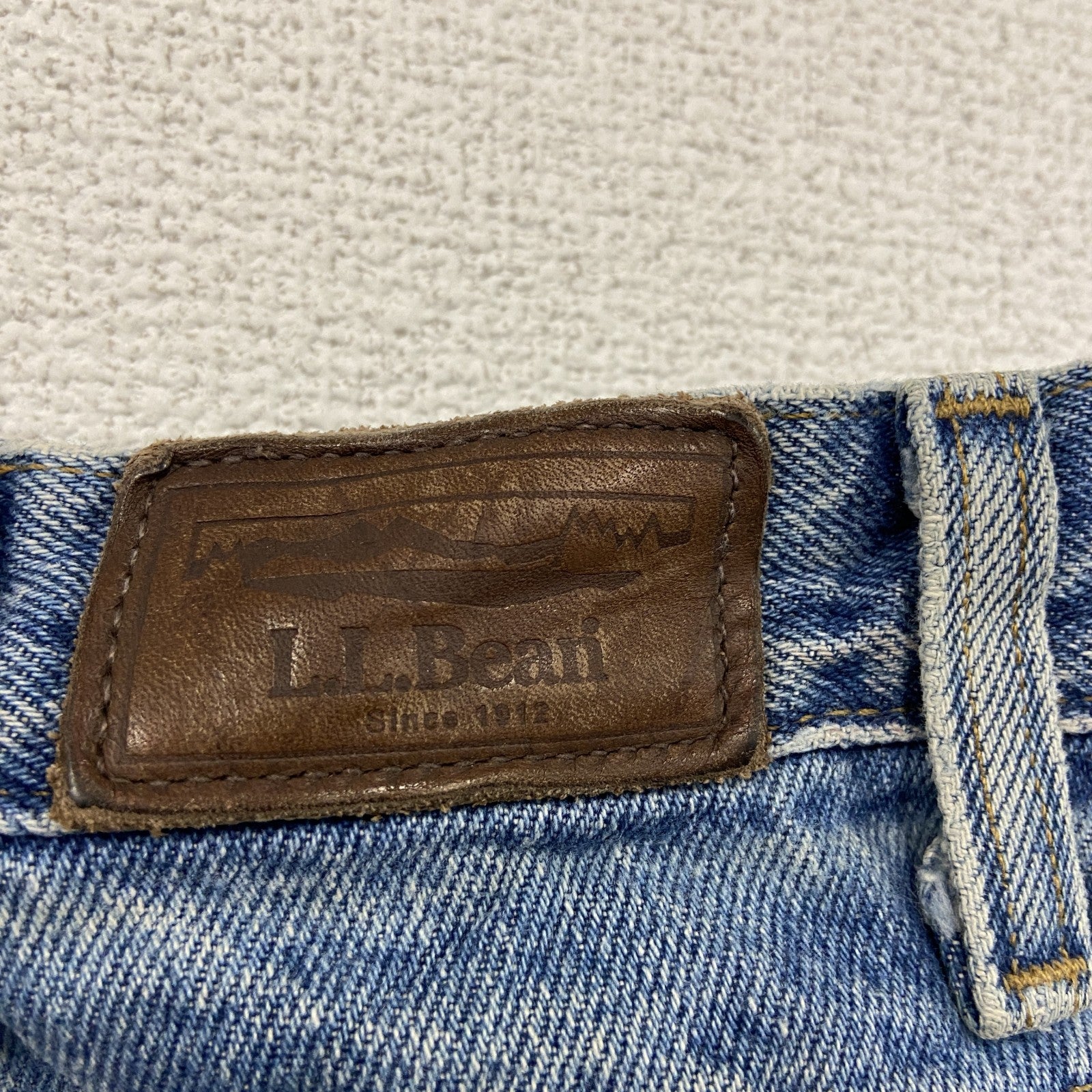 ～00s　L.L.Bean　エルエルビーン　デニムパンツ/ジーンズ　ジップフライ　縦落ち　革パッチ　インディゴ　W34サイズ　古着