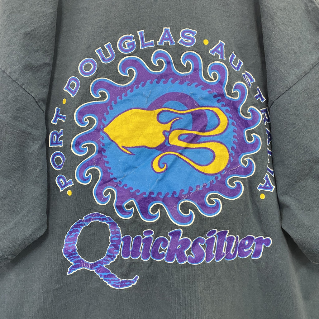 ～00s　Quick silver　クイックシルバー　半袖プリントTシャツ　ヴィンテージ　青　ブルー　Mサイズ　古着