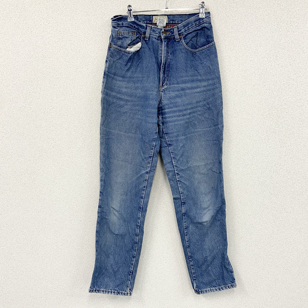 ～00s　L.L.Bean　エルエルビーン　デニムパンツ/ジーンズ　ジップフライ　ネル生地ライナー　革パッチ　インディゴ　10サイズ　古着