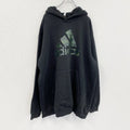 adidas　アディダス　スウェットパーカー/フーディー　パフォーマンスロゴ　黒　ブラック　2XLサイズ　古着