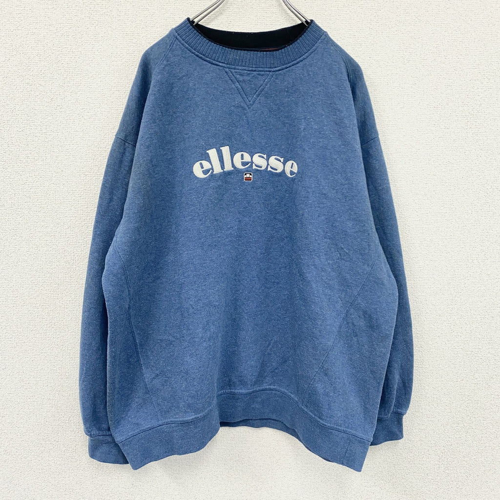 ellesse　エレッセ　スウェット/トレーナー　デカロゴ　前V　紺　ネイビー　XLサイズ　古着